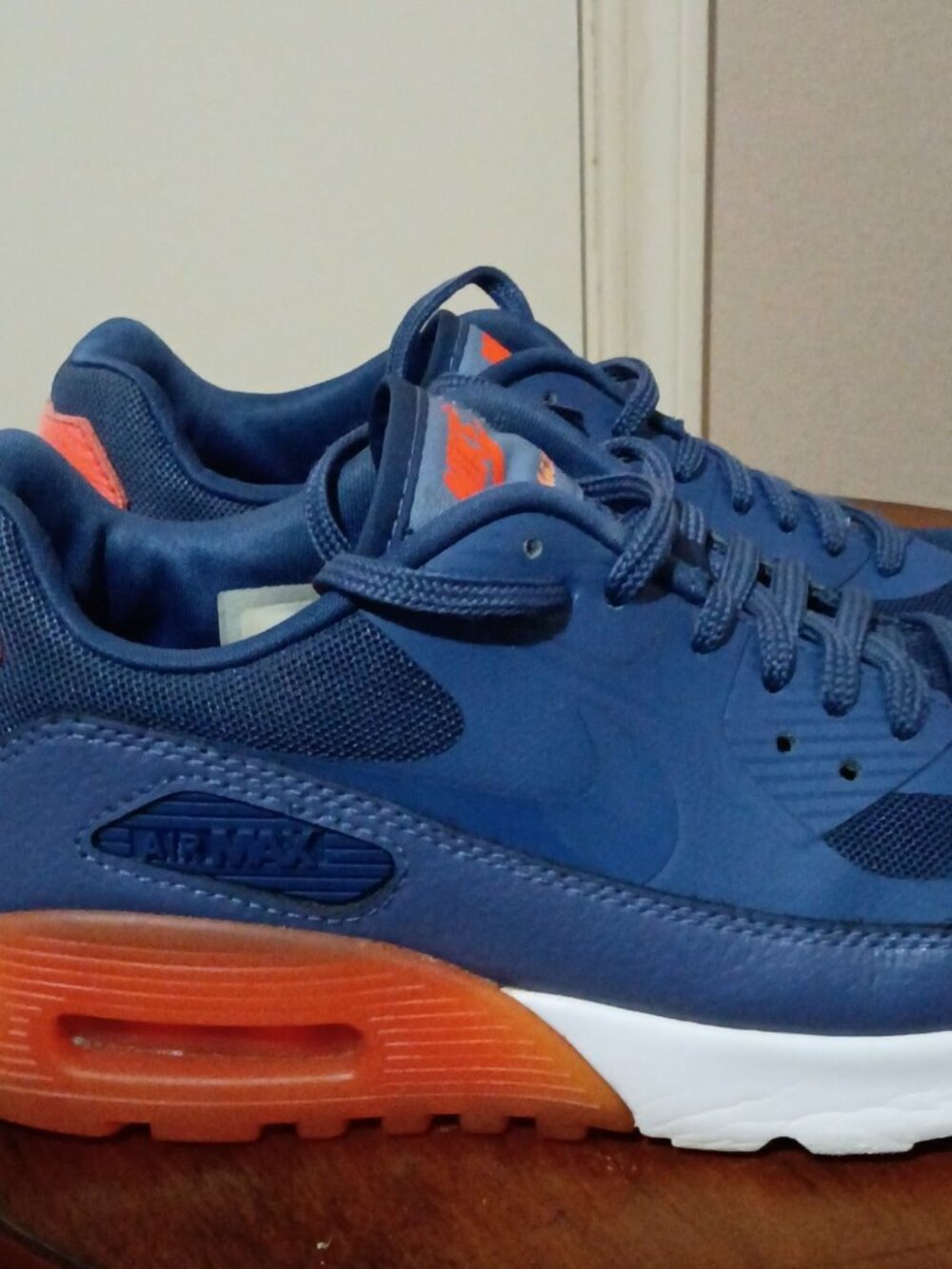Nike Air Max 90 Ultra Essential Shoes Women Size 6 724981-400 Blue Orange - Picture 10 of 13
